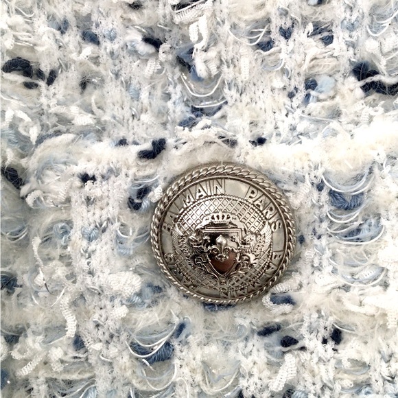 BALMAIN Luxurious White Silver & BlueTweed with Front Fringe - FR 40 / US 6 - Picture 8 of 8